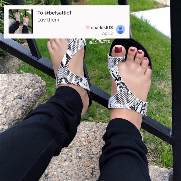 Vegan Snake Print Toe Sandals - Picture 7 of 8